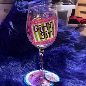 LOLiTA-iT GiRL!*GiRLY-GiRL!*GLASS w/ SASS!! Hand-Painted WineGlass w/ Extra's!!